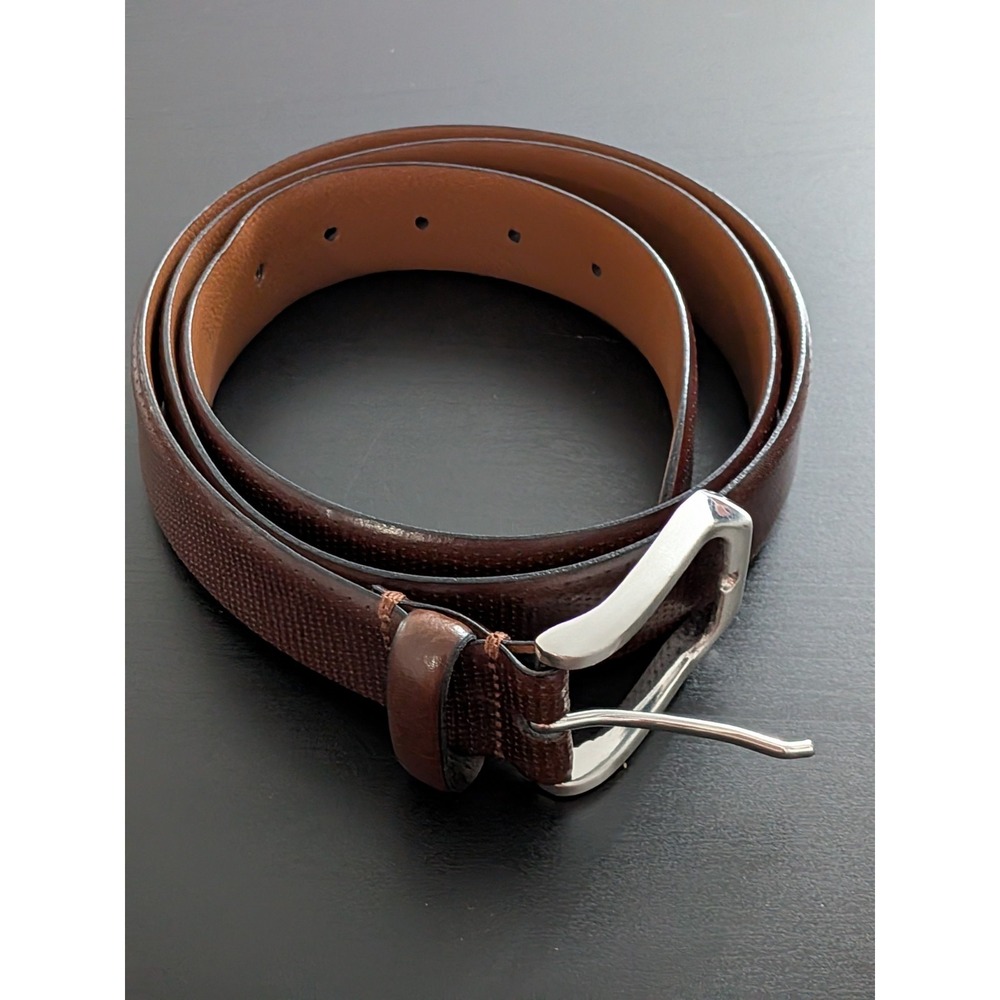 Johnston and Murphy Italian Leather Belt Italy Made Brown Micro Perf Men's 44